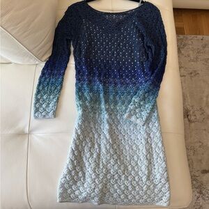 Missoni Ombre Gradient Blue Lurex Mini Dress w/ Slip Size 8
